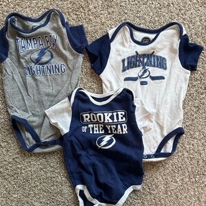 18M - 3 like new NHL Tampa Bay Lightning onesies